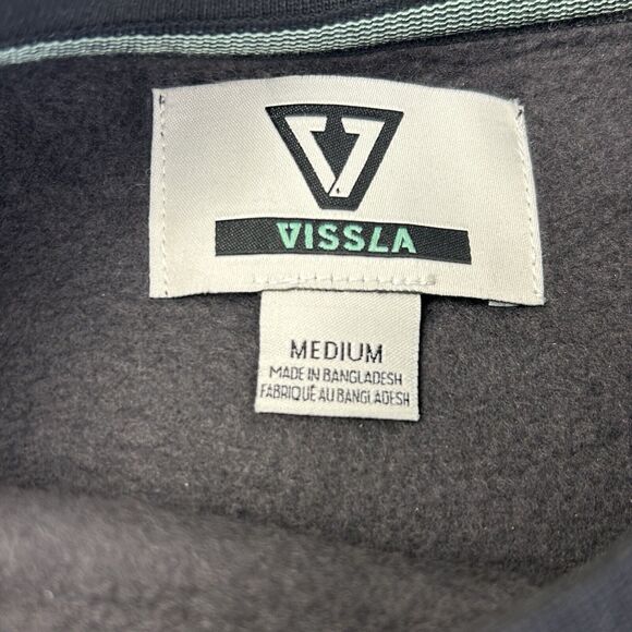 NEW VISSLA Surf Company Sweatshirt Men Medium Black Retro - Picture 7 of 9